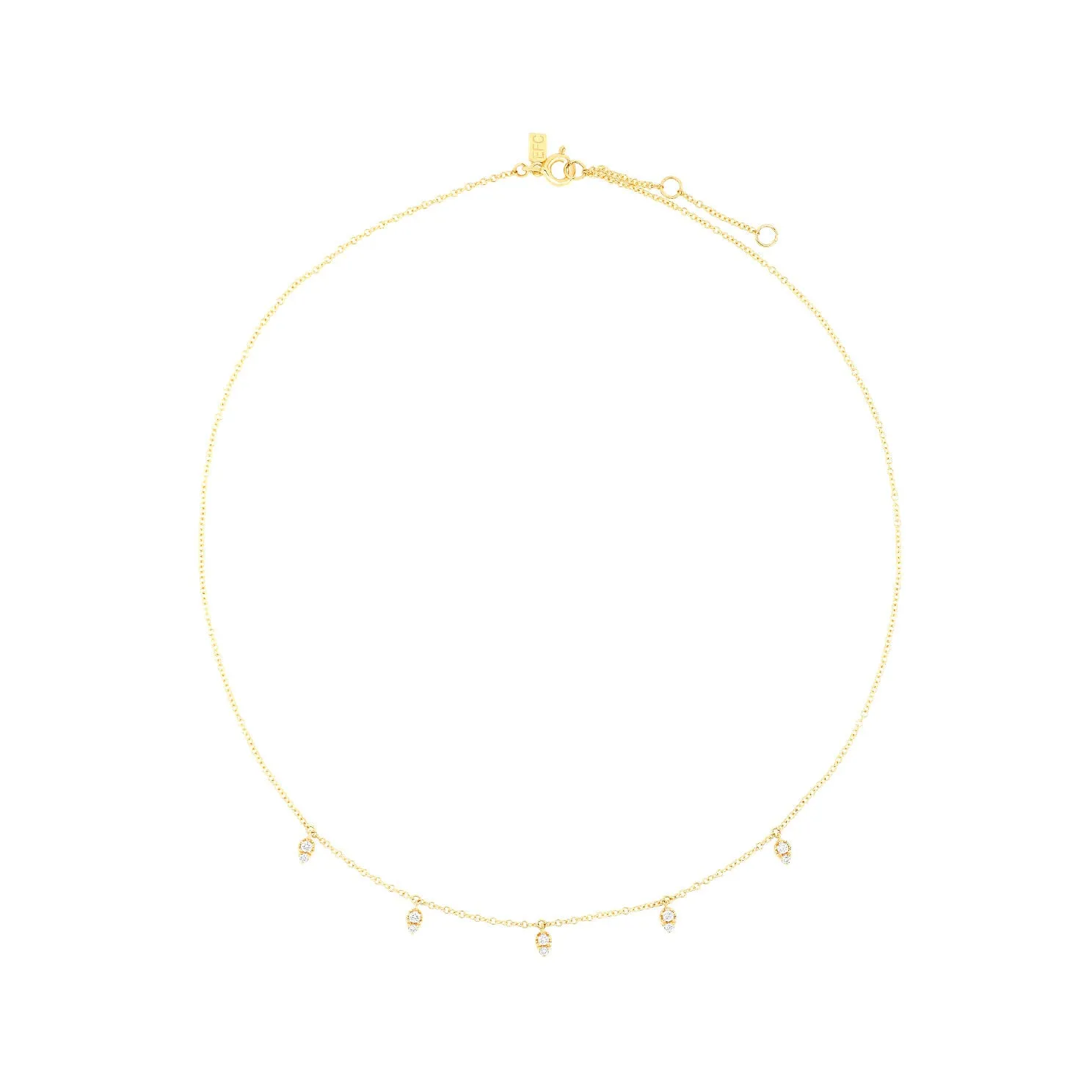 Diamond 5 Teardrop Choker Necklace