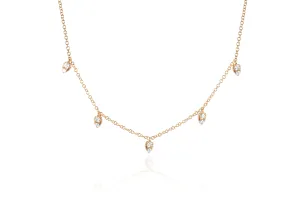 Diamond 5 Teardrop Choker Necklace