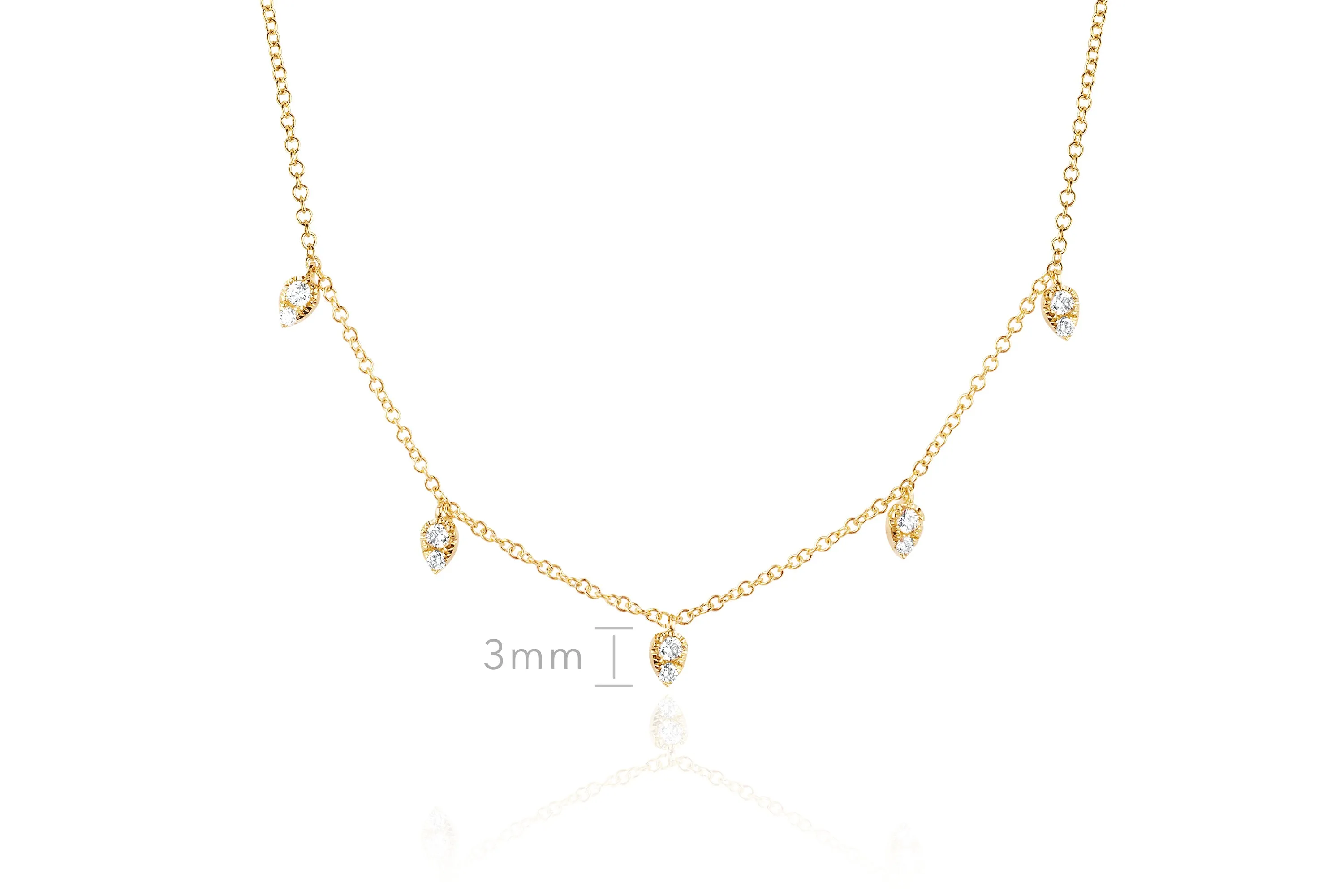 Diamond 5 Teardrop Choker Necklace