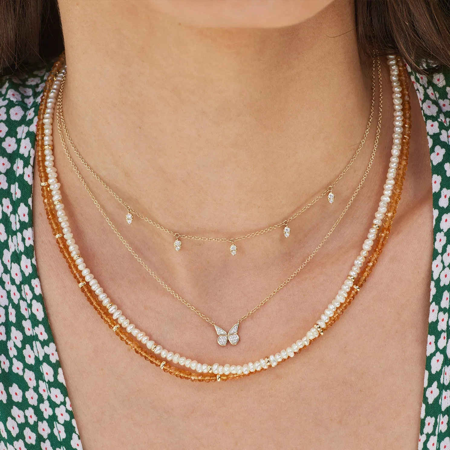 Diamond 5 Teardrop Choker Necklace