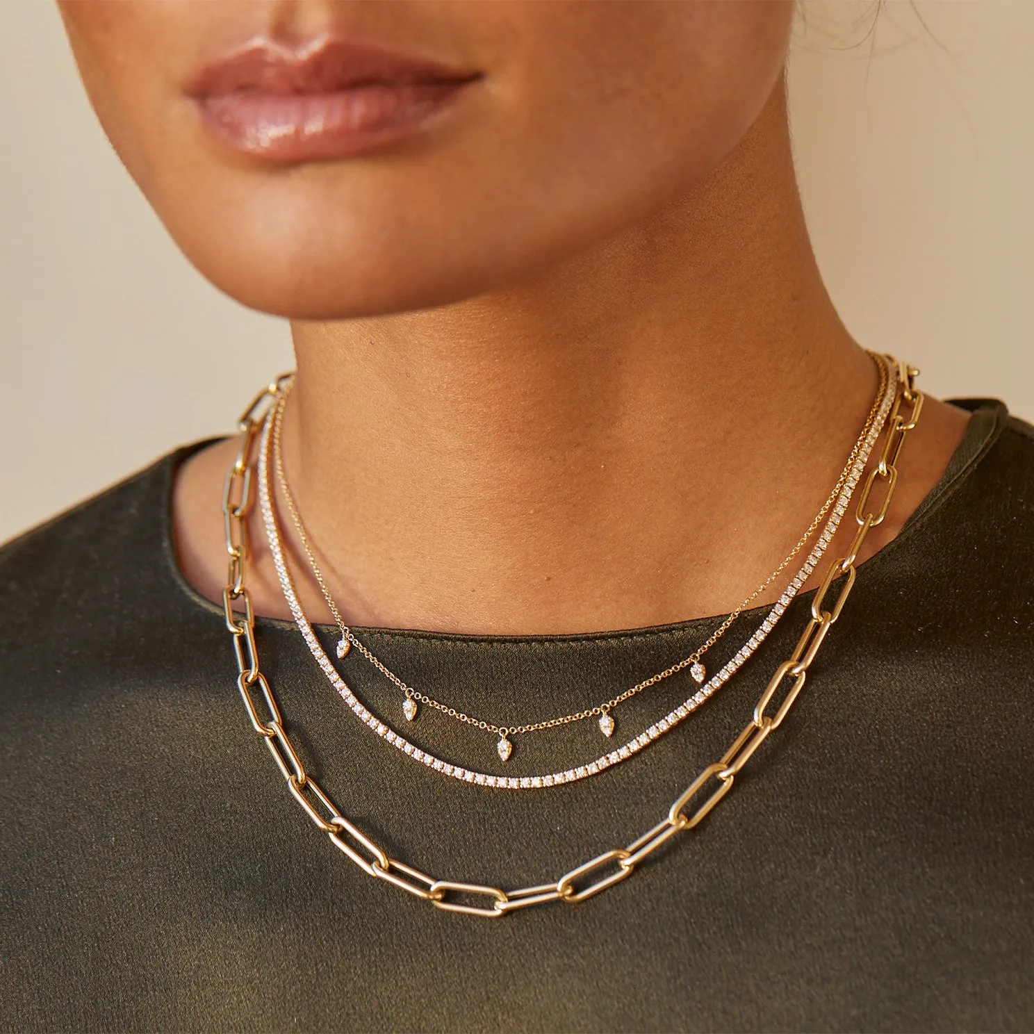 Diamond 5 Teardrop Choker Necklace
