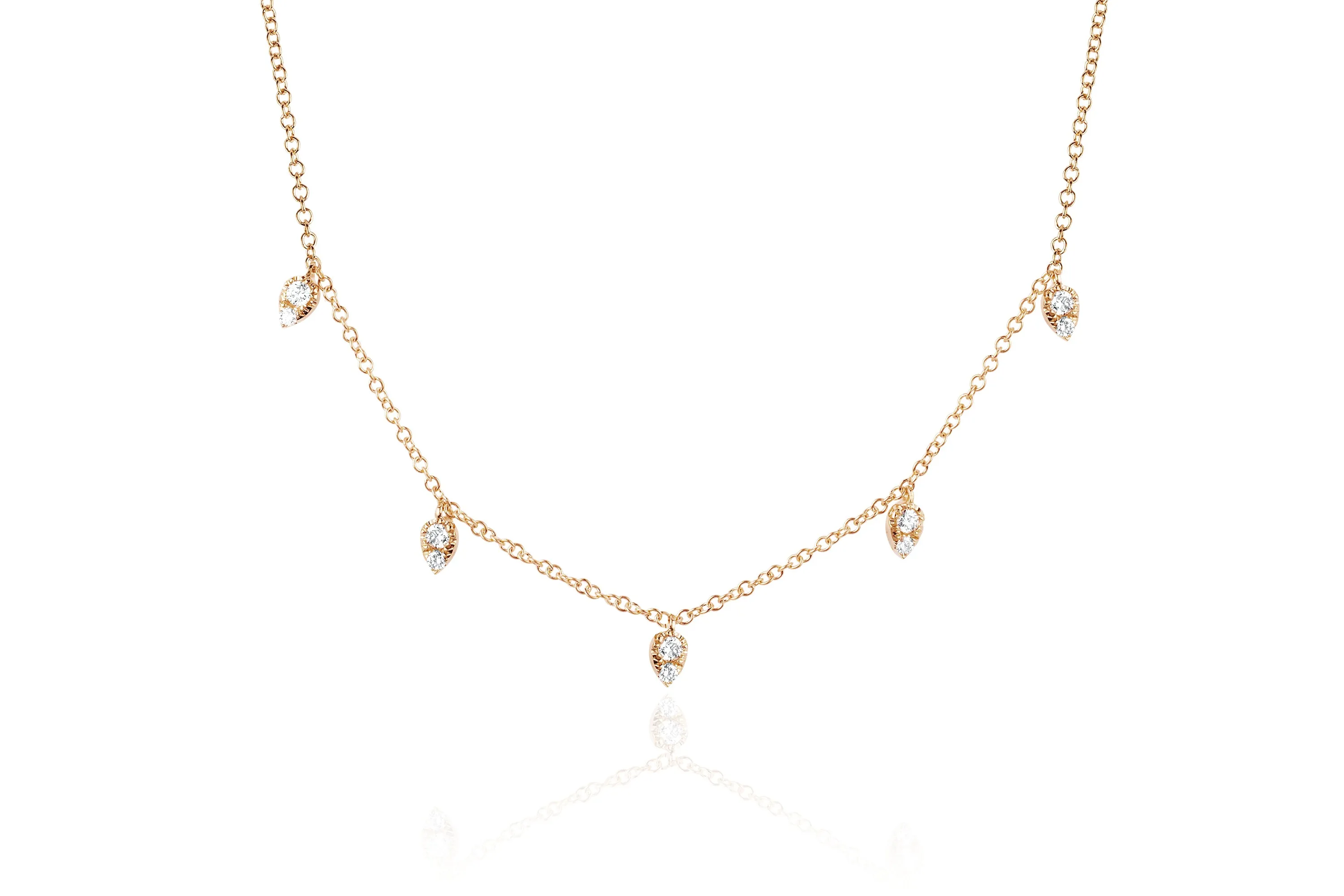 Diamond 5 Teardrop Choker Necklace