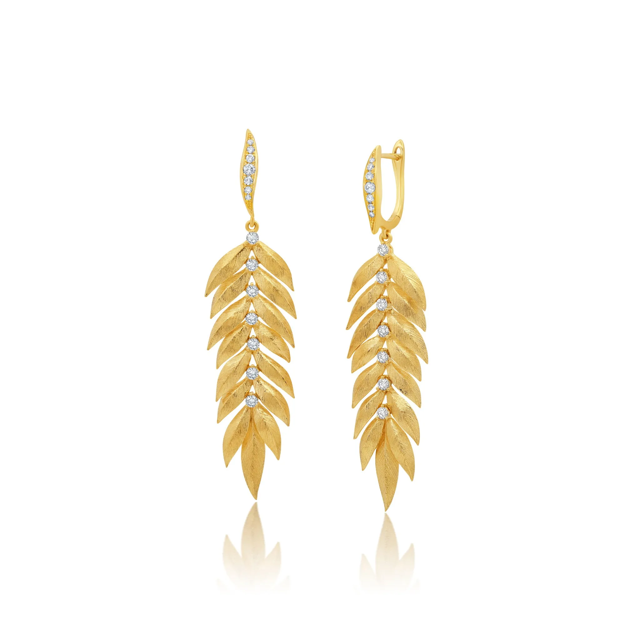 Diamond Folha Drop Earrings