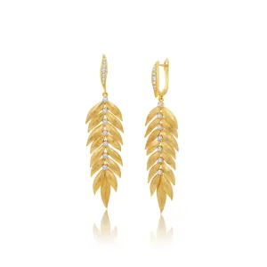 Diamond Folha Drop Earrings