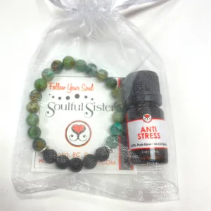 Diffuser Bracelet Gift Set - African Turquoise with Anti Stress