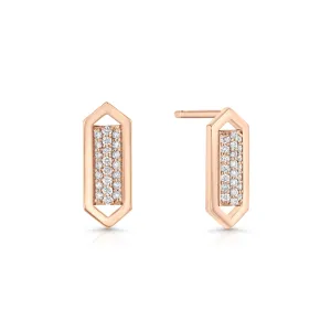 Domed Marquis Studs | Rose Gold