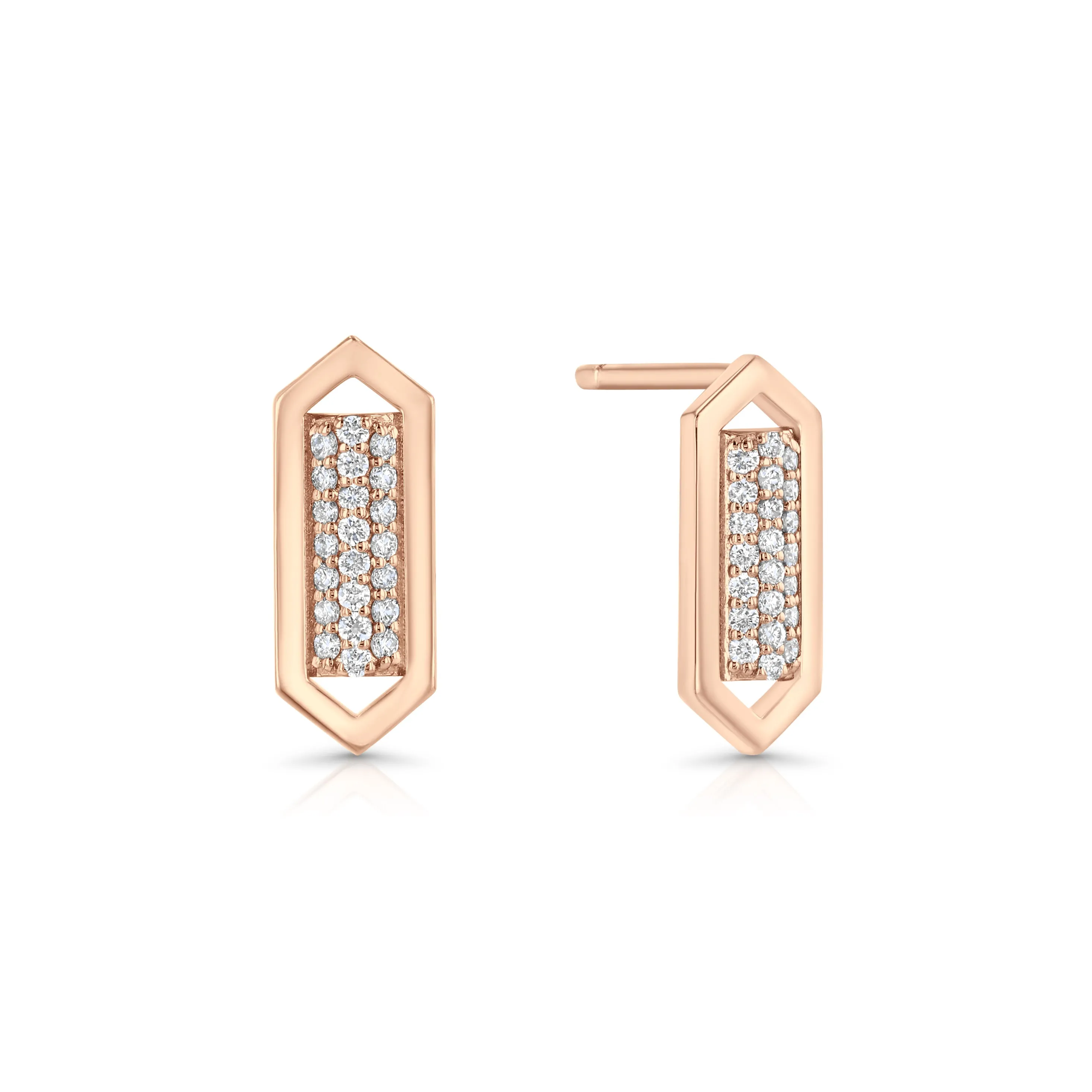 Domed Marquis Studs | Rose Gold