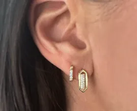 Domed Marquis Studs | Yellow Gold