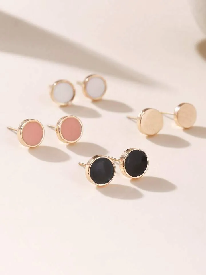 DOTS STUD EARRINGS SET - PINK MULTI