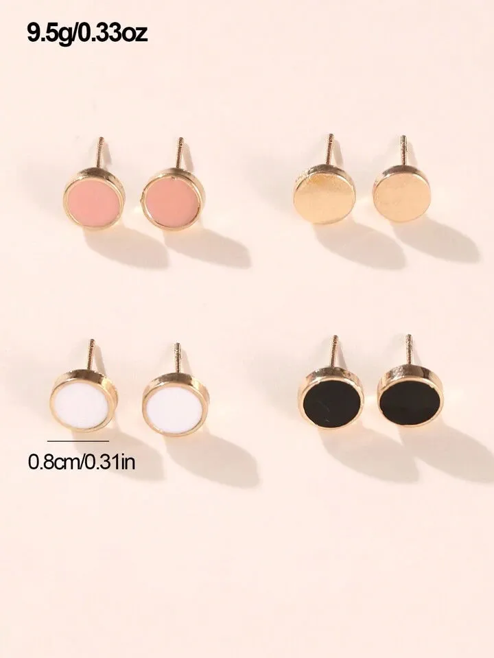 DOTS STUD EARRINGS SET - PINK MULTI