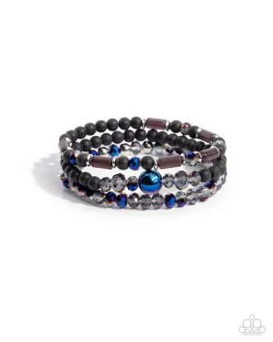 Dreamy Dance - Black - and Oil Spill Bead Paparazzi Stretchy Bracelet