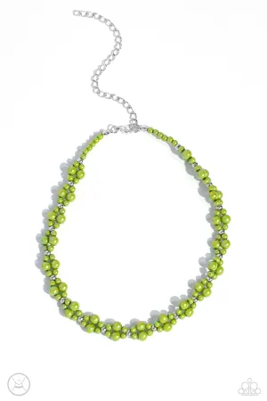 Dreamy Duchess - Green - Pearl and Silver Bead Paparazzi Choker Necklace