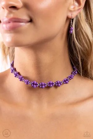 Dreamy Duchess - Purple - Pearl and Silver Bead Paparazzi Choker Necklace