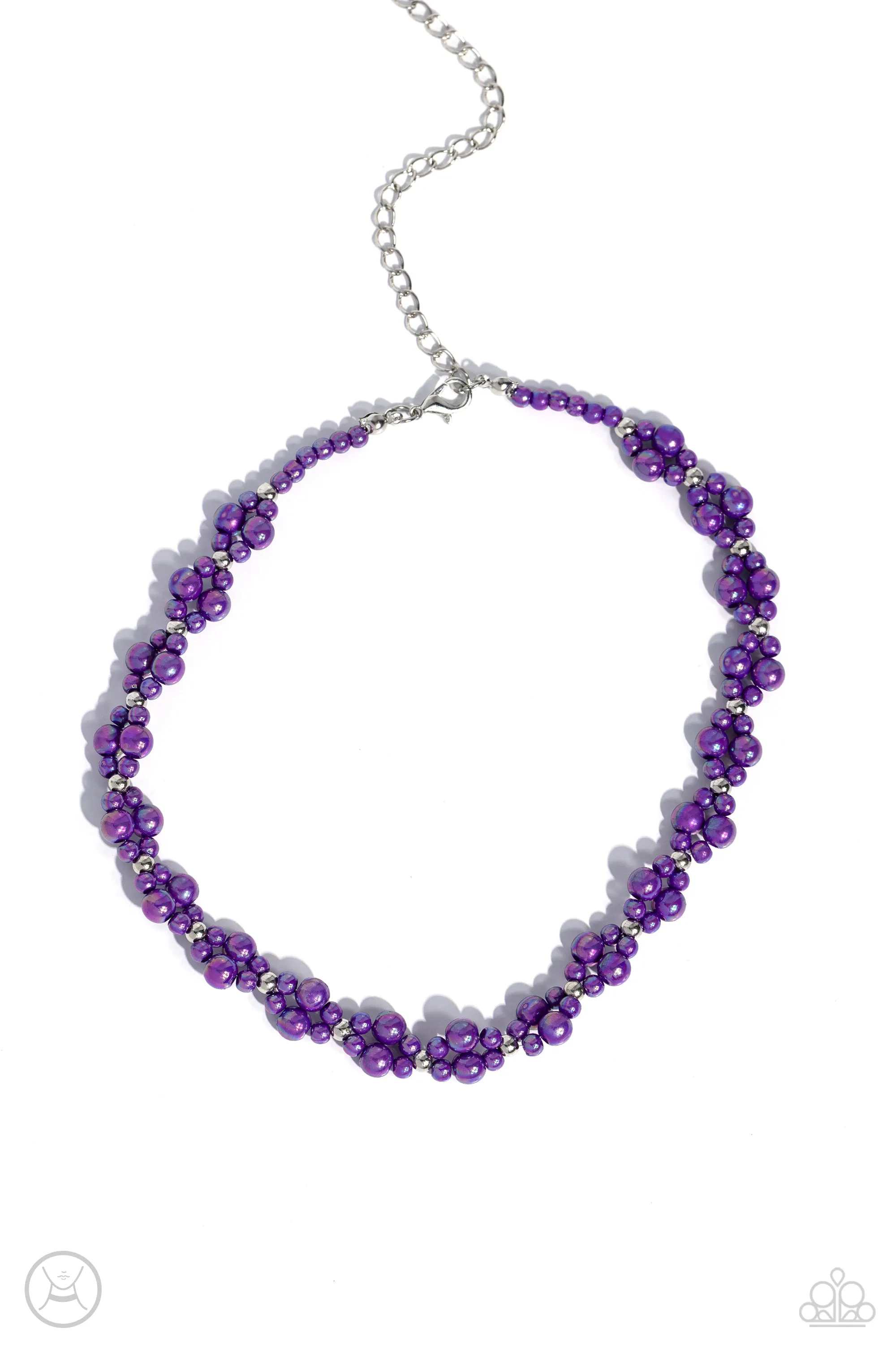 Dreamy Duchess - Purple - Pearl and Silver Bead Paparazzi Choker Necklace