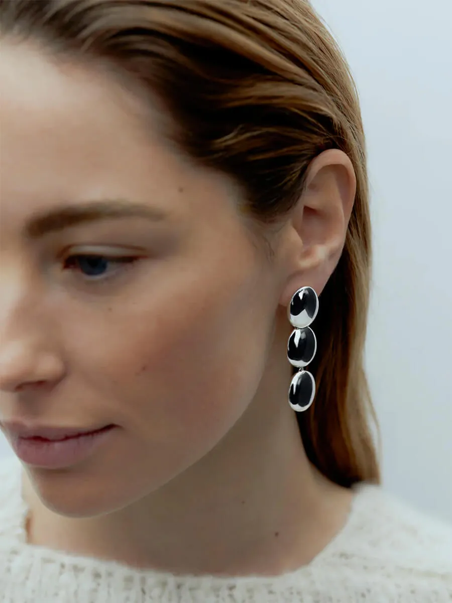 Dualism Oval Earrings - Silver