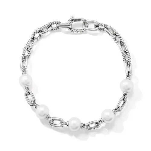 DY Madison Chain Bracelet in Sterling Silver with Pearls, 6mm