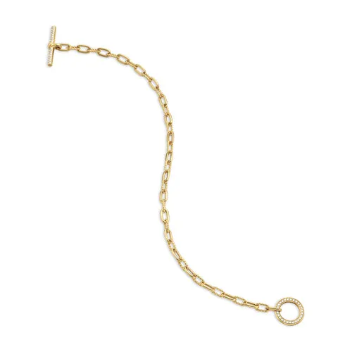 DY Madison Toggle Chain Bracelet in 18K Yellow Gold with Diamonds, Size Small