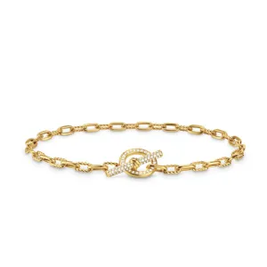 DY Madison Toggle Chain Bracelet in 18K Yellow Gold with Diamonds, Size Small