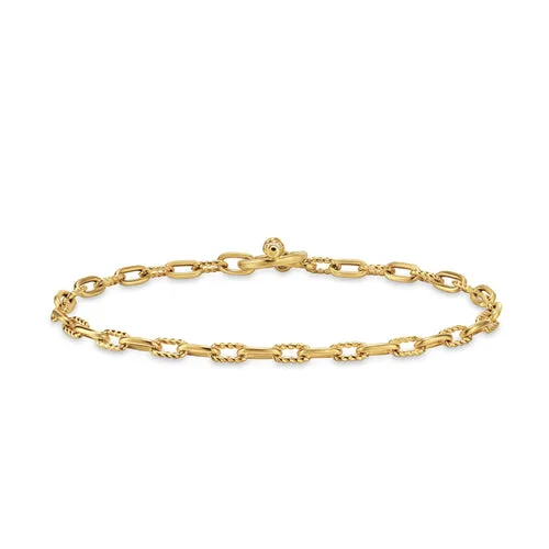 DY Madison Toggle Chain Bracelet in 18K Yellow Gold with Diamonds, Size Small