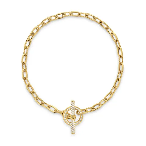 DY Madison Toggle Chain Bracelet in 18K Yellow Gold with Diamonds, Size Small