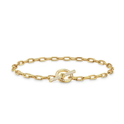 DY Madison Toggle Chain Bracelet in 18K Yellow Gold with Diamonds, Size Small