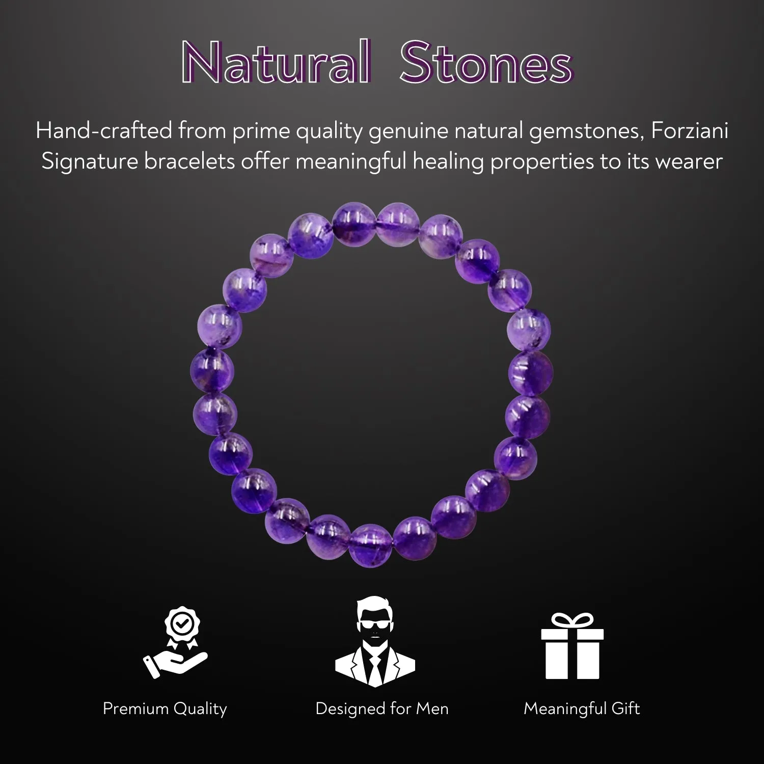 Earth Spirit Beaded Bracelet Amethyst, 8mm