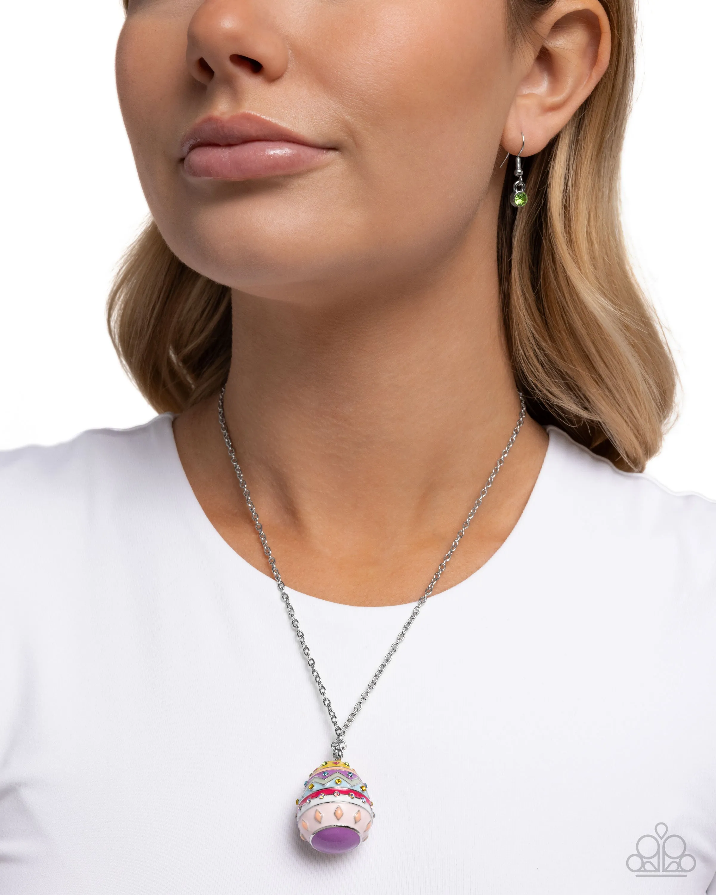 Eclectic Easter Egg - Multi - Colorful Painted Pendant Paparazzi Short Necklace