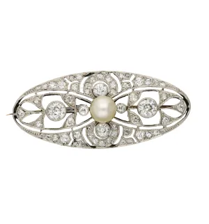Edwardian diamond and pearl brooch