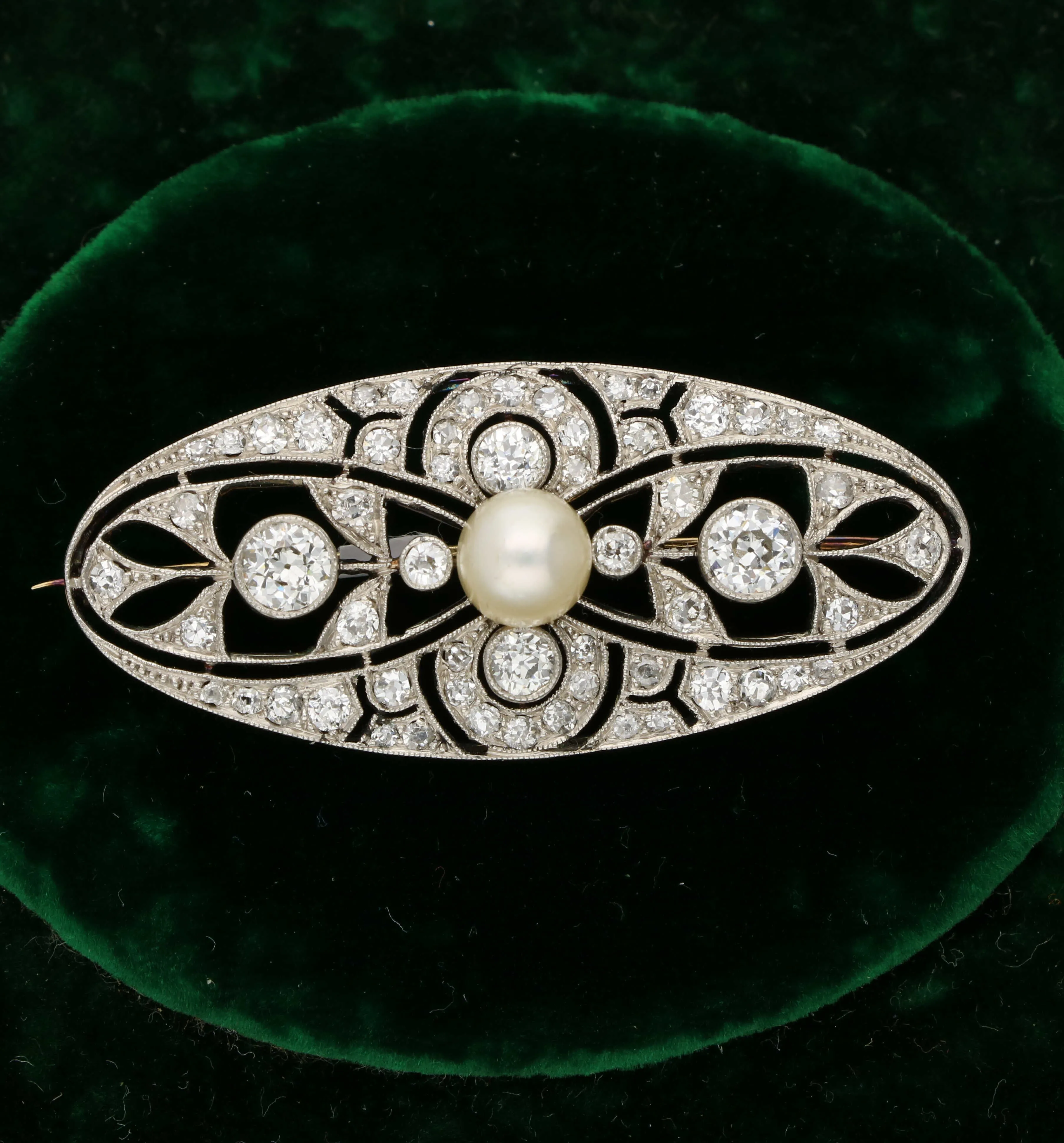 Edwardian diamond and pearl brooch