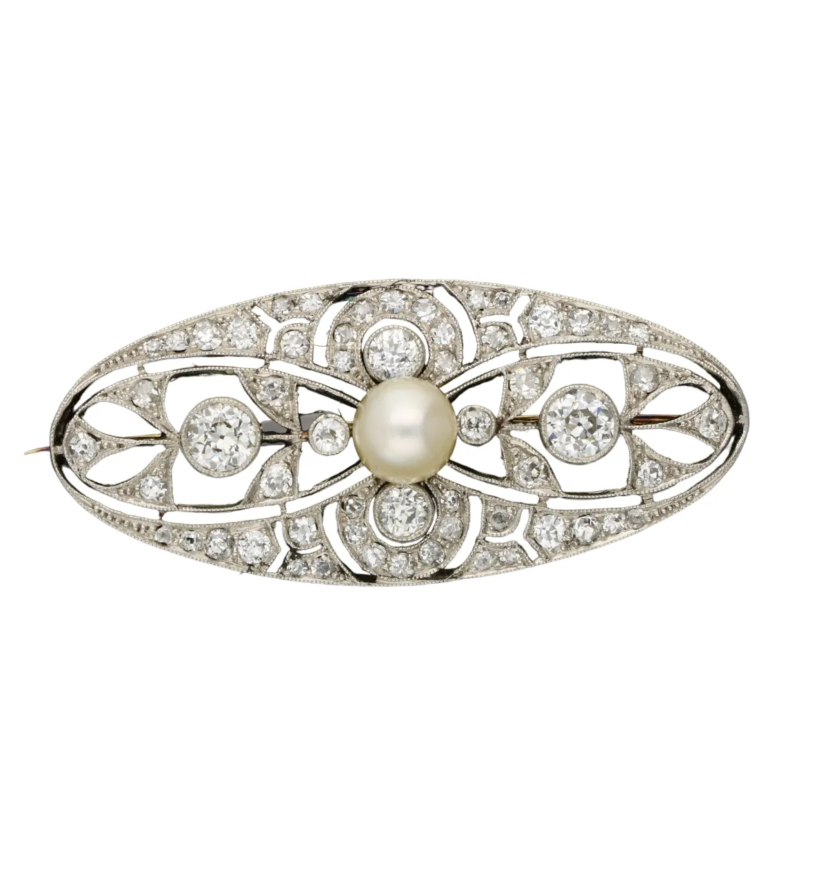 Edwardian diamond and pearl brooch
