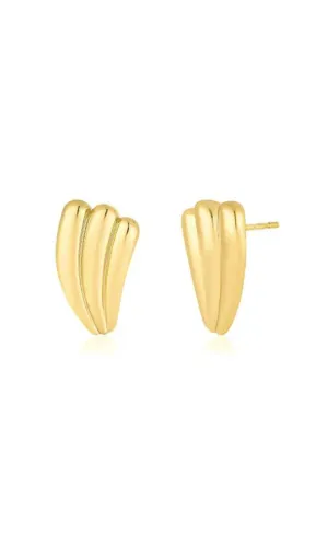 EF Collection Jumbo Gold Fan Stud Earring