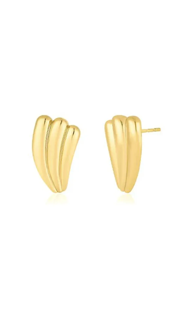 EF Collection Jumbo Gold Fan Stud Earring