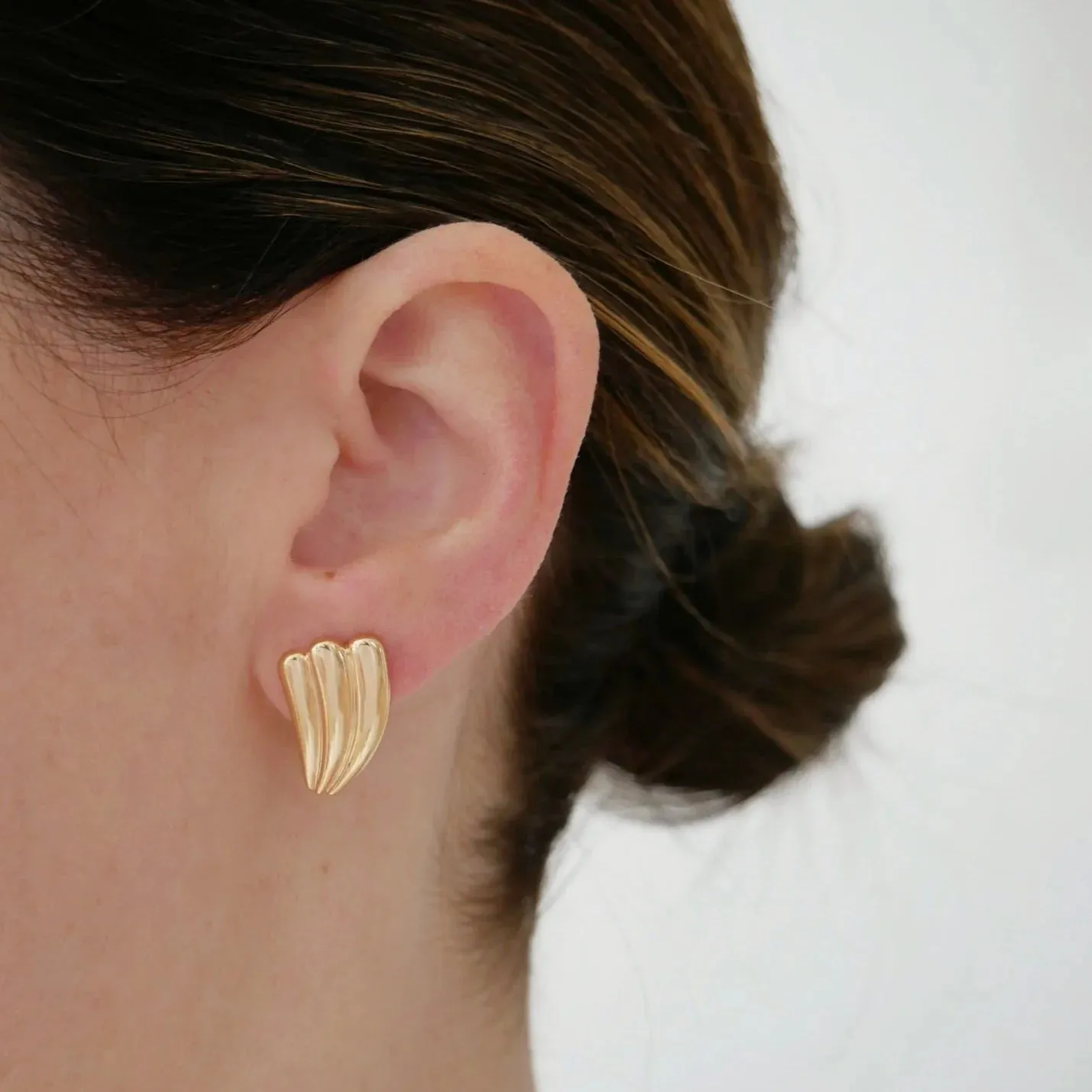 EF Collection Jumbo Gold Fan Stud Earring