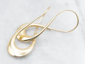 Elongated Gold Twisted Hoop Earrings