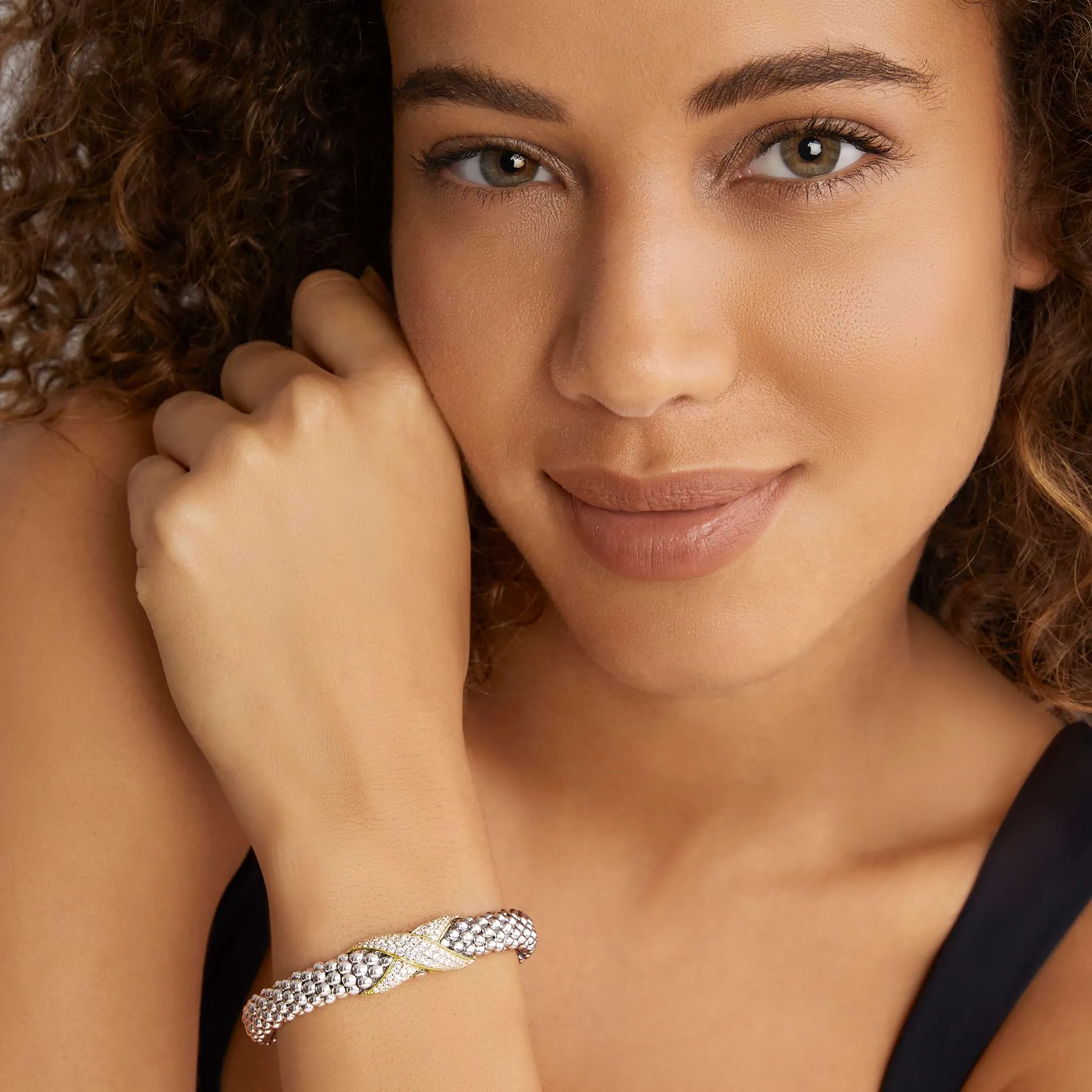 Embrace Two-Tone Diamond X Caviar Bracelet | 9mm