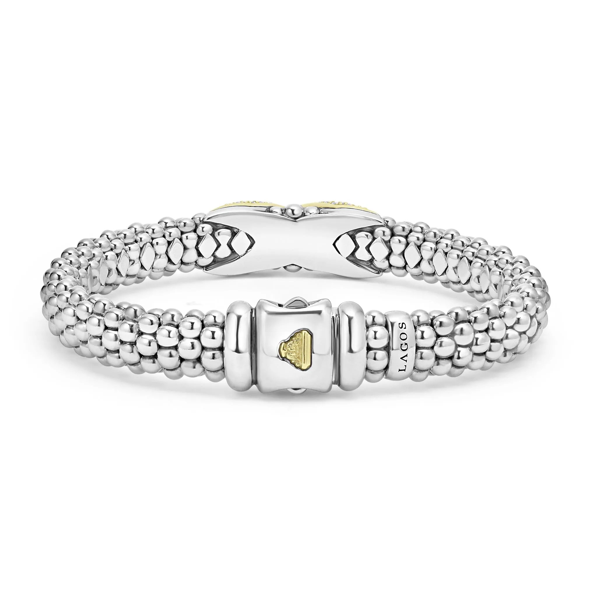 Embrace Two-Tone Diamond X Caviar Bracelet | 9mm