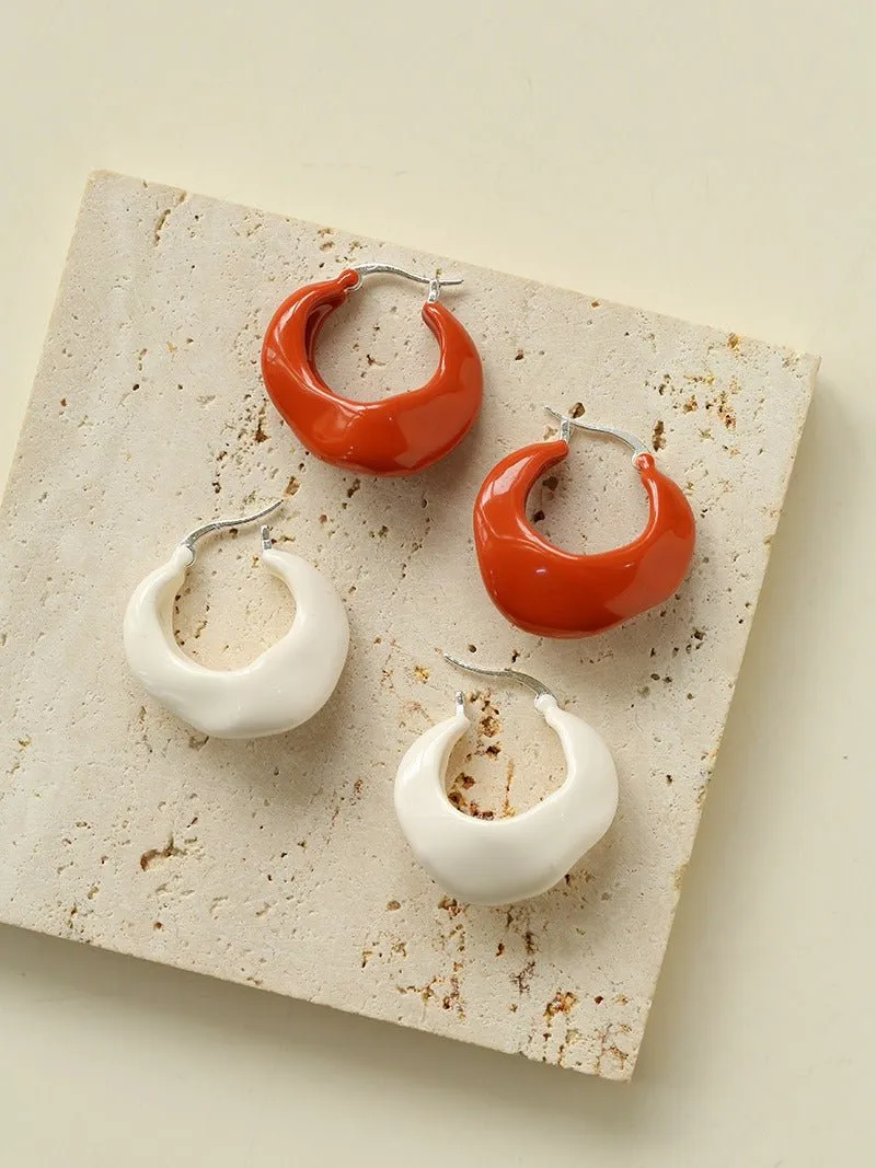 Enamel Twisted Geometric Hoop Earrings