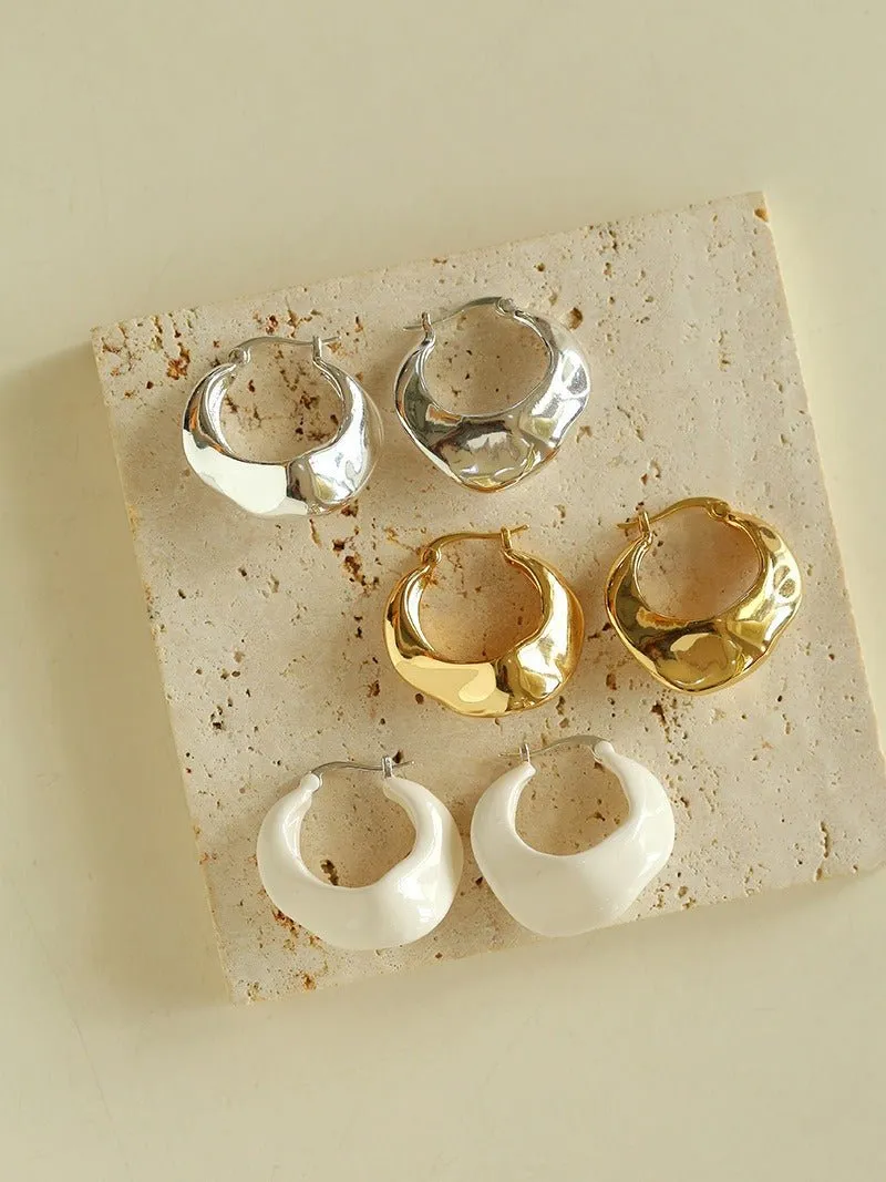 Enamel Twisted Geometric Hoop Earrings