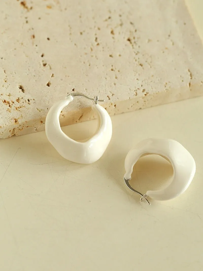 Enamel Twisted Geometric Hoop Earrings