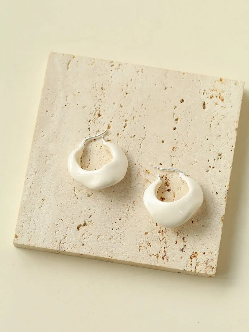 Enamel Twisted Geometric Hoop Earrings