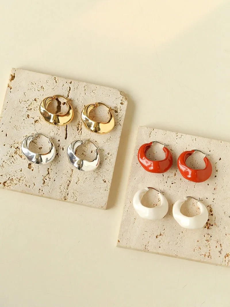 Enamel Twisted Geometric Hoop Earrings
