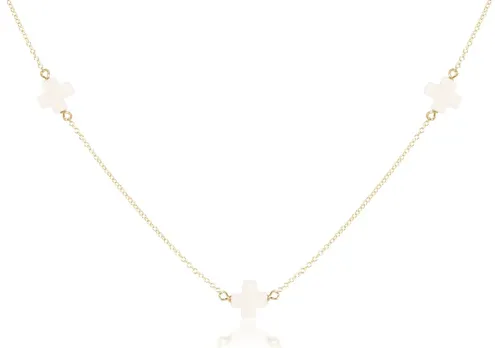 ENewton 15" Choker Simplicity Chain Gold - Signature Cross Off-White