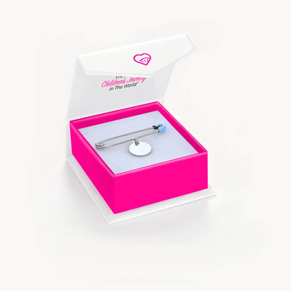 Engravable Baby / Toddler Safety Pin Brooch Enamel - Sterling Silver