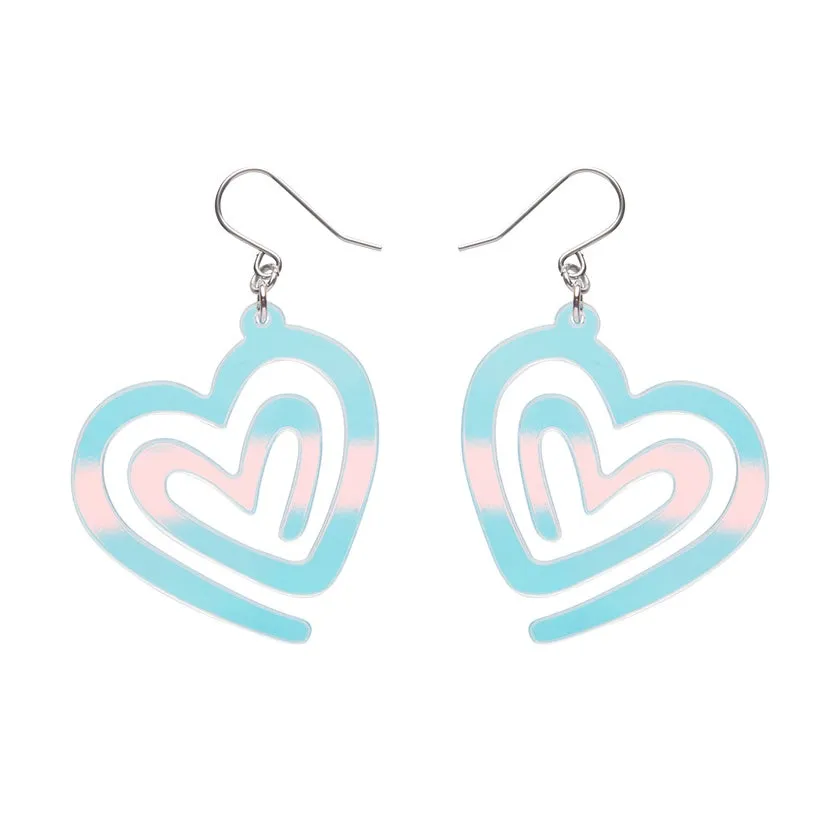 Erstwilder | Heart Maze Ripple Drop Earrings iridecent