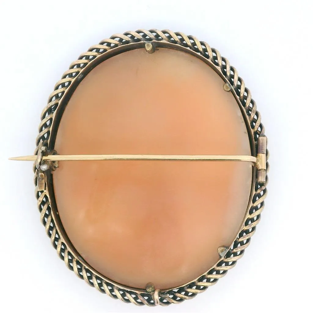 Estate 10K Yellow Gold Antique Victorian Cameo Brooch