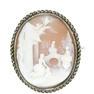 Estate 10K Yellow Gold Antique Victorian Cameo Brooch