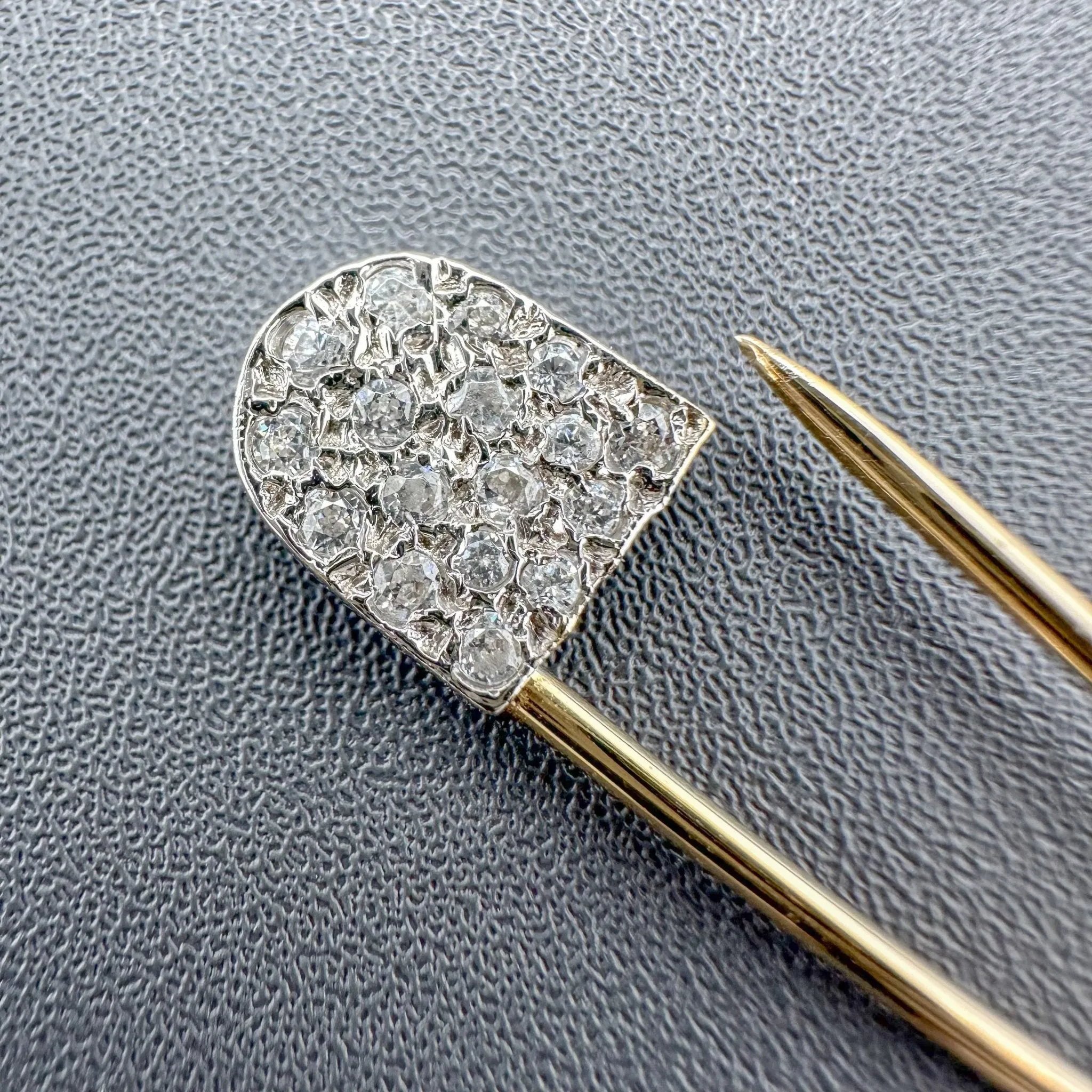 Estate 14K TT Gold 0.34ctw Cubic Zirconia Safety Pin