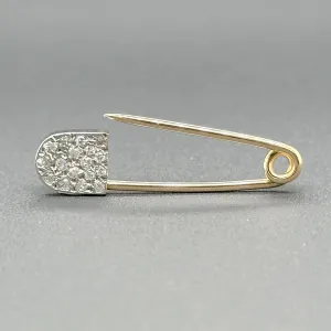 Estate 14K TT Gold 0.34ctw Cubic Zirconia Safety Pin