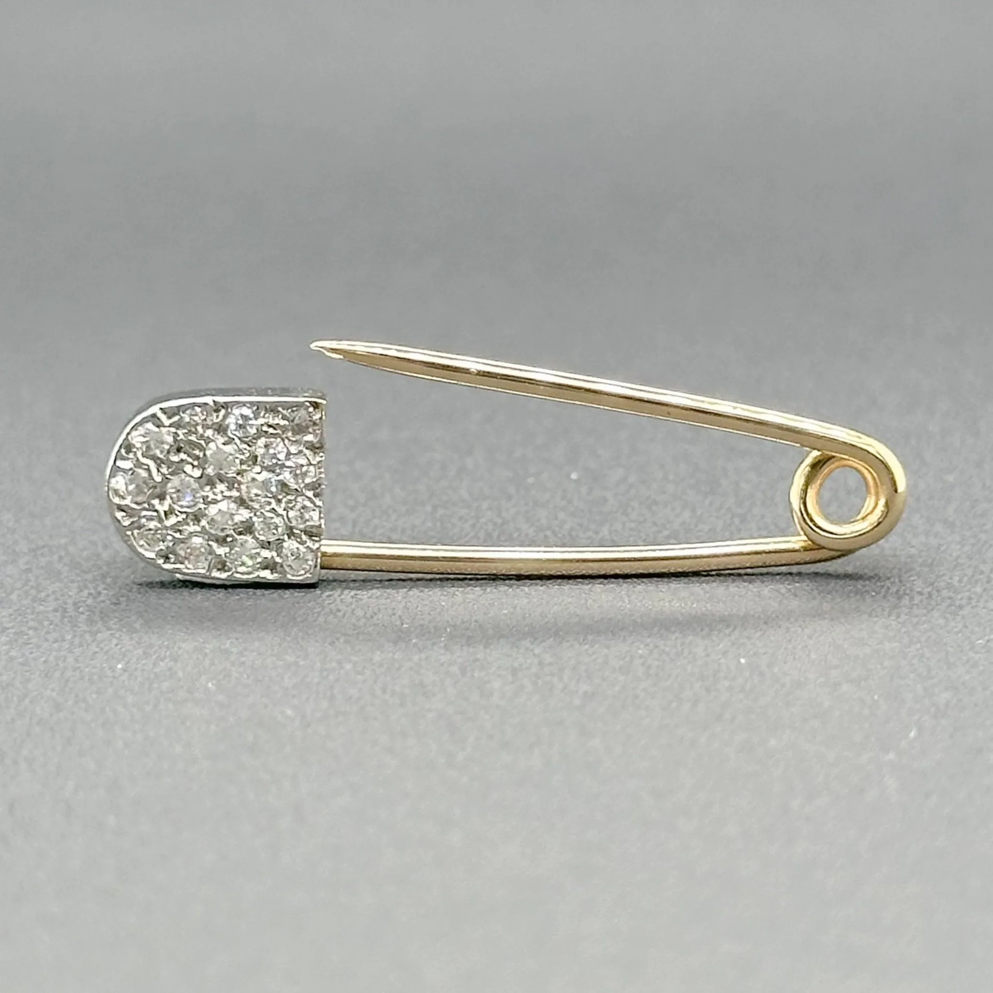 Estate 14K TT Gold 0.34ctw Cubic Zirconia Safety Pin