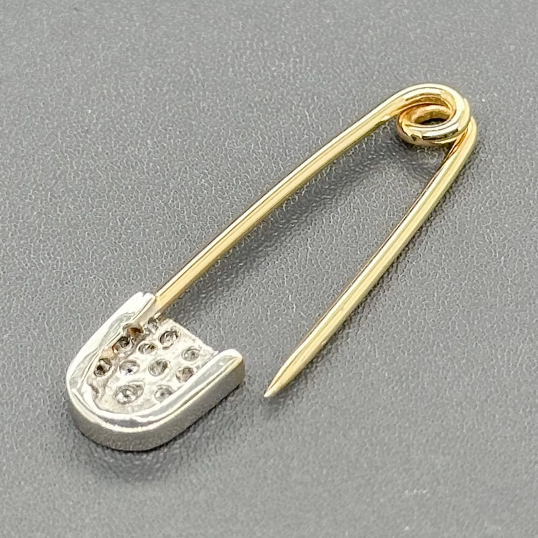 Estate 14K TT Gold 0.34ctw Cubic Zirconia Safety Pin